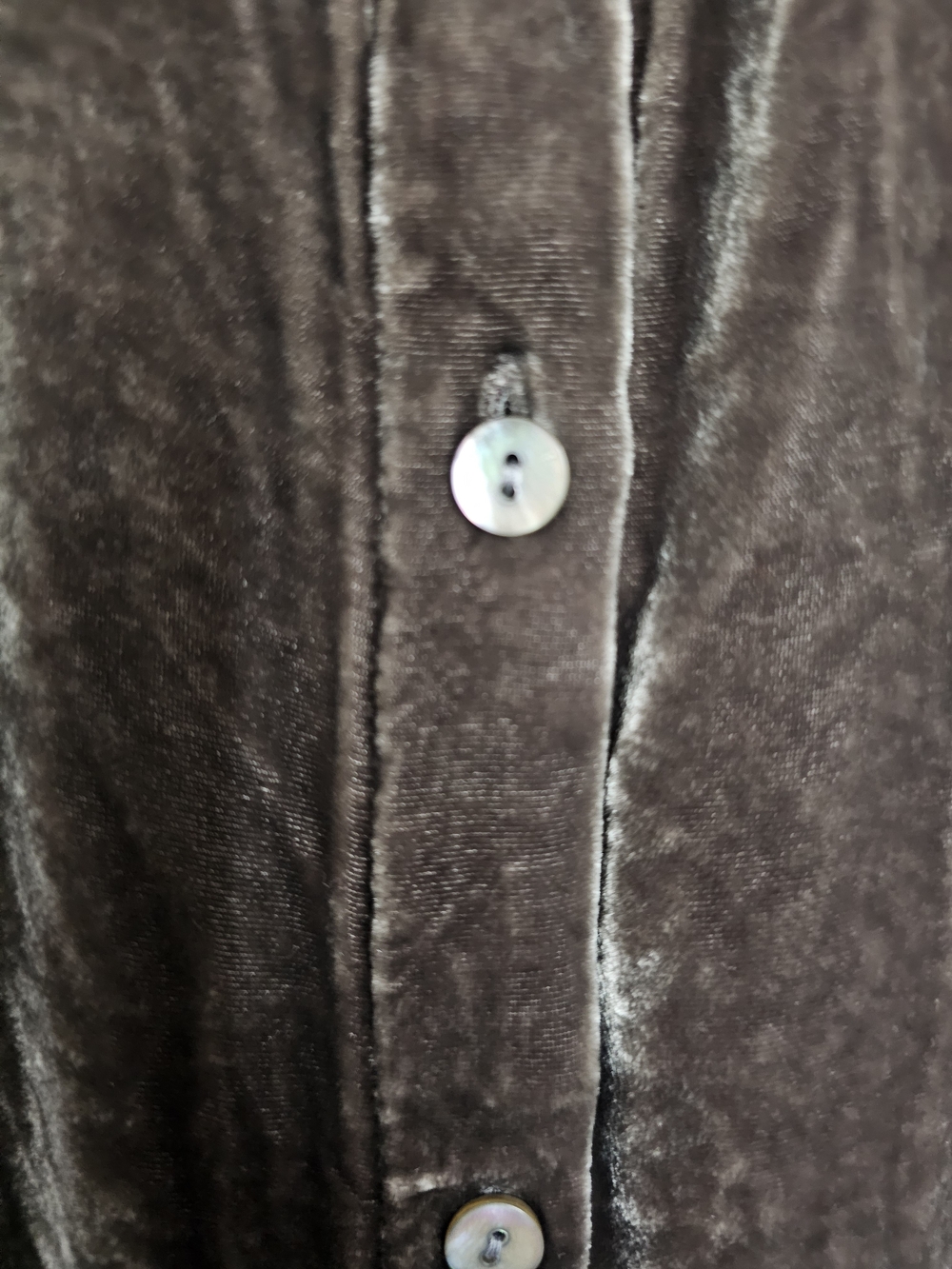 J.Jill Silk Blend Crushed Velvet Button Front Tunic Blouse Peplum Mocha Brown 1X - Picture 4 of 7